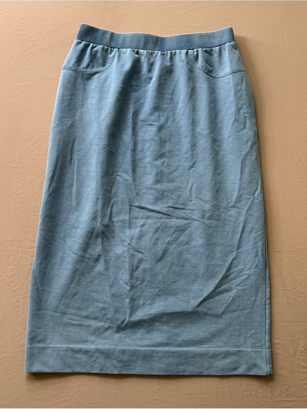 faux denim midi pencil skirt